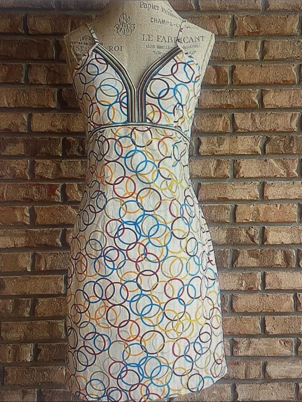 Moschino Multicolor Ring-Print White Sheath Dress